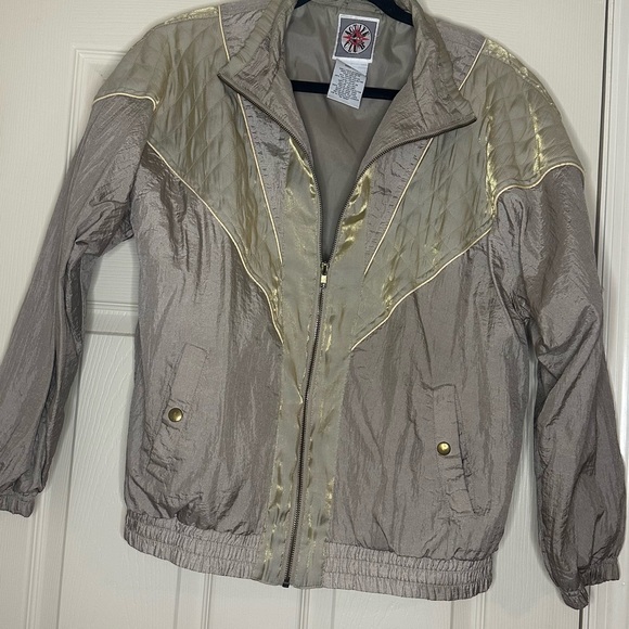 Active USA Jackets & Blazers - Vintage Retro Active USA Women's Gray and Gold jacket